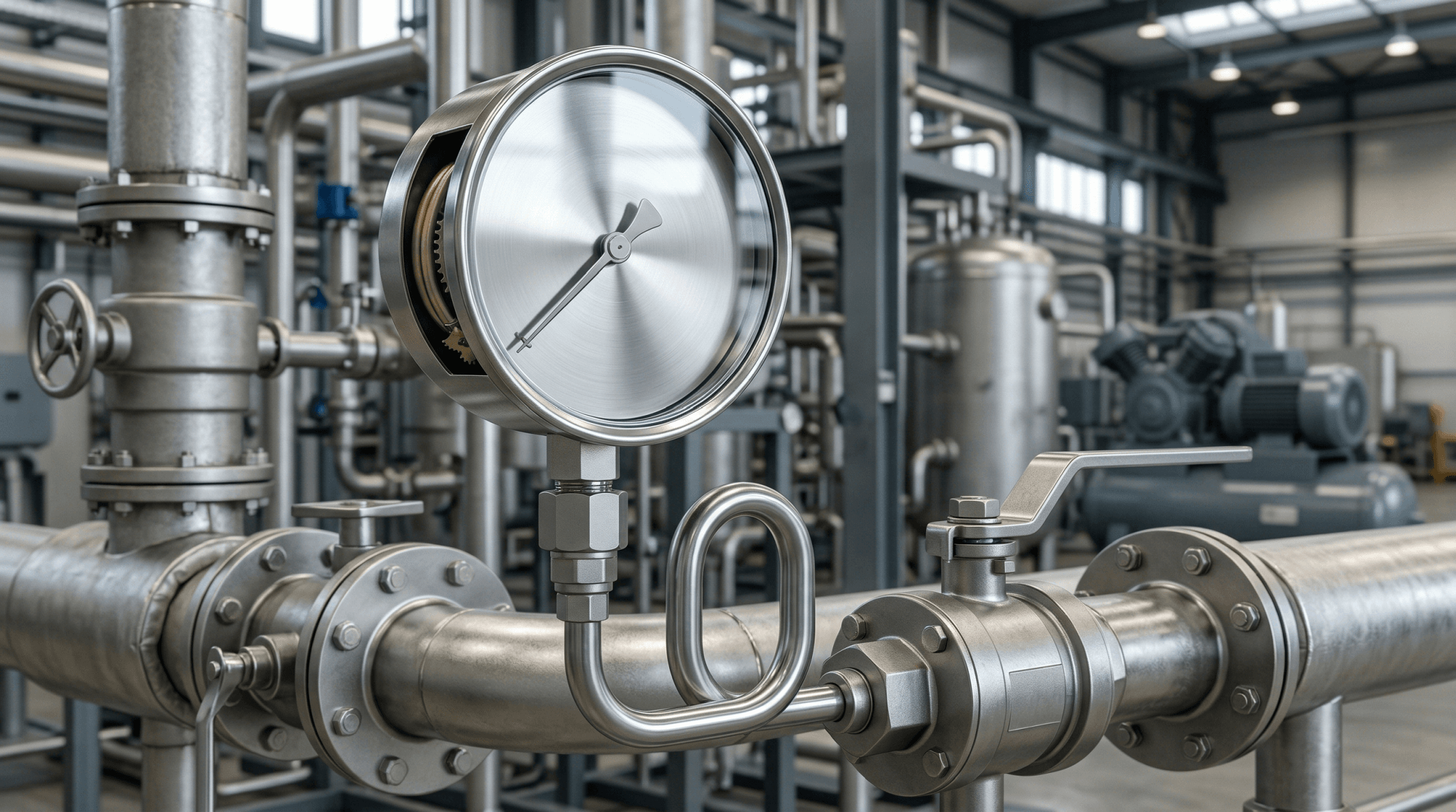 Manometr przemysłowy do pomiaru ciśnienia w instalacji